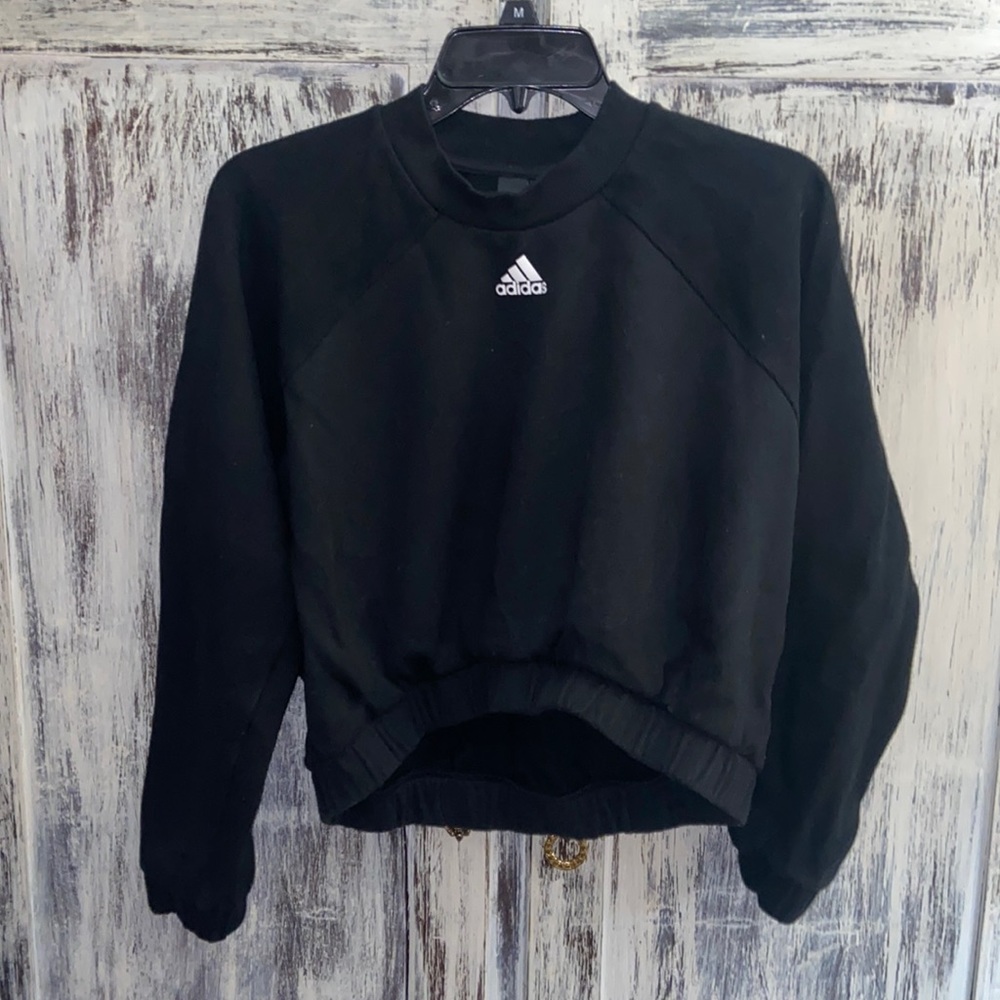 🔥Limited🔥 90s inspired Hi Lo black Adidas sweatshirt in Black size small